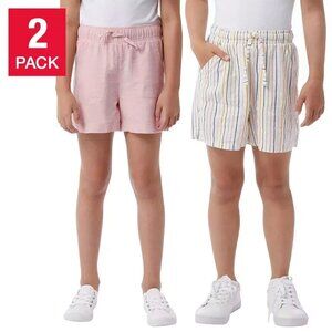 32 Degree Youth Girls Size Small 7/8 Machine Wash 2-Pack Linen Blend Shorts NWT